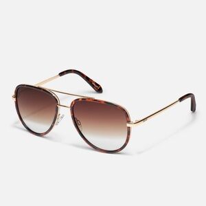 Quay Australia All In Mini Tortoise Aviator Sunglasses